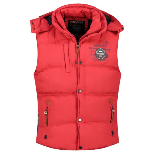 Kamizelka męska puchowa Geographical Norway VILANO czerwona z kapturem przód