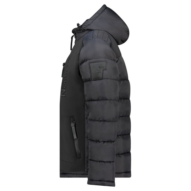 Kurtka męska zimowa Geographical Norway BEACHWOOD czarna z kapturem bok.jpg