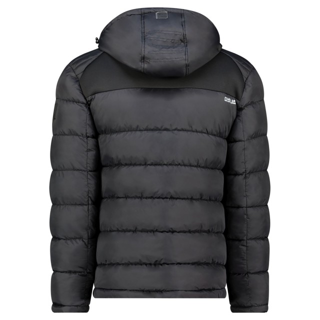 Kurtka męska zimowa Geographical Norway BEACHWOOD czarna z kapturem tyl.jpg