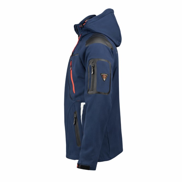 Kurtka męska softshell narciarska Geographical Norway Techno z kapturem granatowa bok.jpg