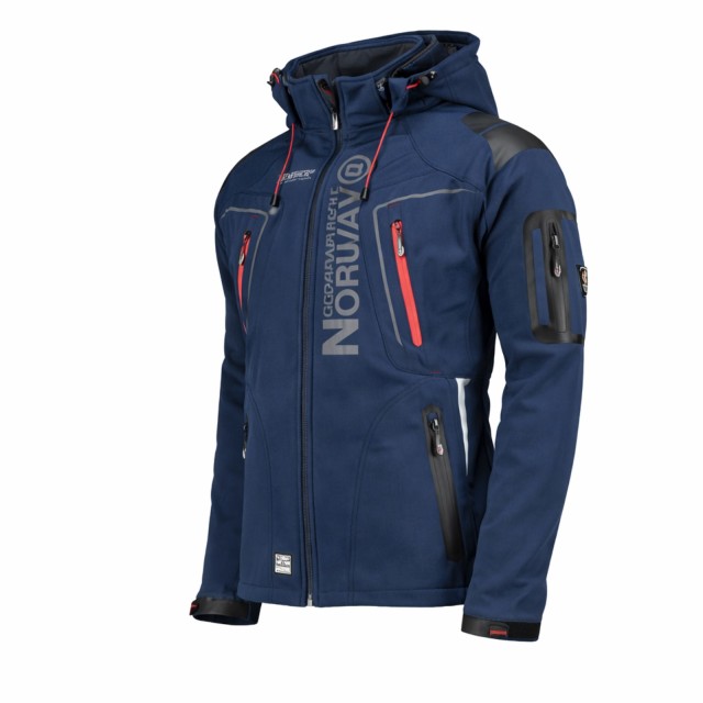 Kurtka męska softshell narciarska Geographical Norway Techno z kapturem granatowa.jpg