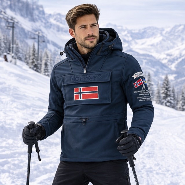 Kurtka męska narciarska softshell Geographical Norway Target Men granatowa model.jpg