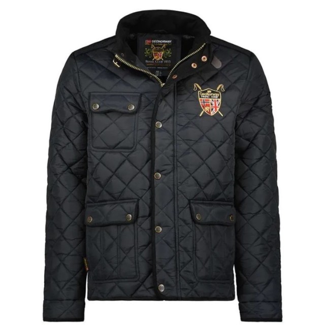 Kurtka męska pikowana jesienno-zimowa Geographical Norway ABITA ze stójką czarna  przod.jpg