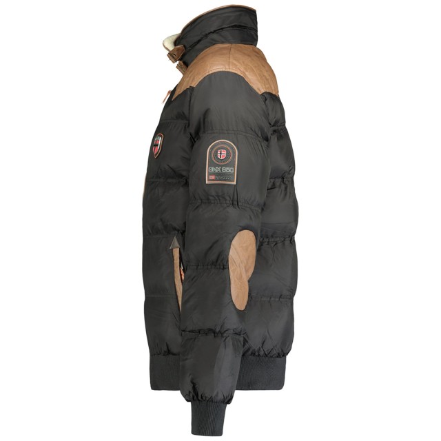 Kurtka męska zimowa puchowa Geographical Norway ABRAMOVITCH czarna ze stójką bok