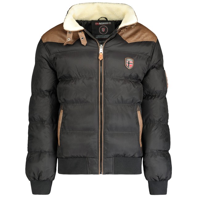Kurtka męska zimowa puchowa Geographical Norway ABRAMOVITCH czarna ze stójką przód
