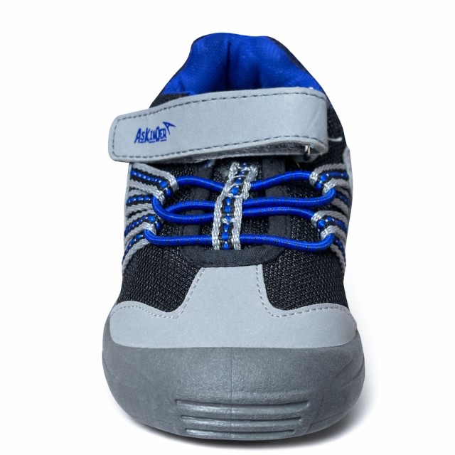Buty dziecięce sportowe Ashion szare z granatowymi detalami rzep przód