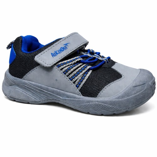 Buty dziecięce sportowe Ashion szare z granatowymi detalami rzep