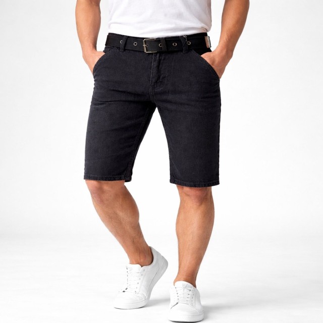 spodenki jeansowe męskie pierre cardin bawełna 100% czarne model