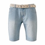 Spodenki męskie jeansowe Pierre Cardin jasny niebieski z paskiem Bawełna 100%