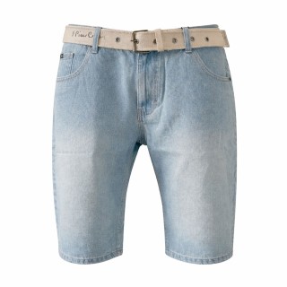 Spodenki męskie jeansowe Pierre Cardin jasny niebieski z paskiem Bawełna 100%
