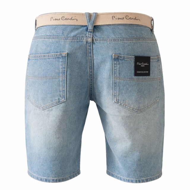 spodenki jeansowe męskie pierre cardin bawełna 100% niebieskie tył