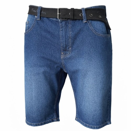 Spodenki męskie jeansowe Pierre Cardin granatowe z czarnym paskiem Bawełna 100%  przód