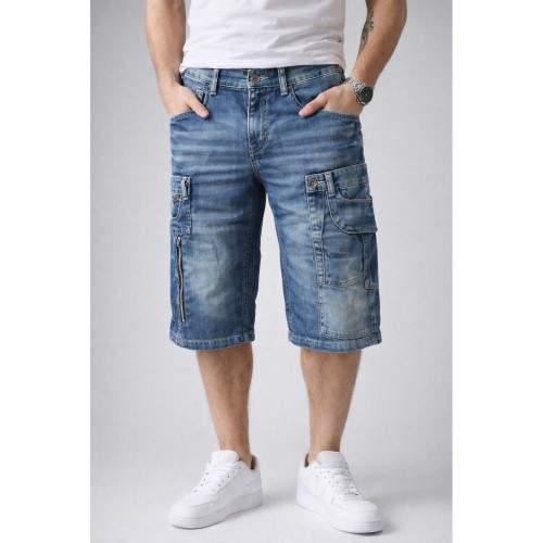 Spodenki męskie jeansowe krótkie Cipo &amp; Baxx CK-113 szorty denim – OUTLET model