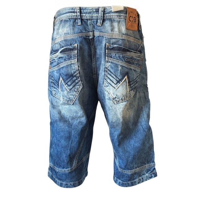 Spodenki męskie jeansowe krótkie Cipo &amp; Baxx CK-113 szorty denim – OUTLET tył