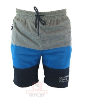 Krótkie Spodenki Dresowe Męskie Szaro-Niebiesko-Czarne | Sportowe Szorty Wygodne OUTLET
