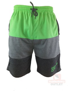 Męskie Spodenki Dresowe Sportowe Zielono-Szaro-Czarne Nad Kolano | Wygodne Szorty Treningowe OUTLET