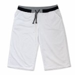 Spodenki dresowe męskie do kolana sportowe bawełniane bordowe białe