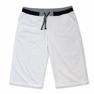 Spodenki dresowe męskie do kolana sportowe bawełniane bordowe białe