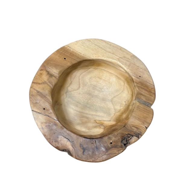 świecznik teak 25 cm surowe drewno detal naturalna struktura