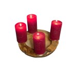  Świecznik TEAK 25 cm 4 Świece Drewno Tekowe Dekoracja Stołu Salon Premium Naturalny