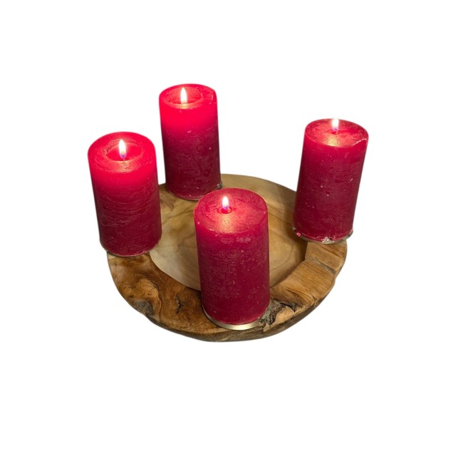 świecznik z drewna tekowego 25 cm na 4 świece dekoracja stołu salon teak