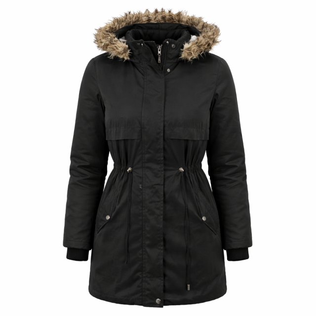 Kurtka damska parka dwustronna granatowo szara z kapturem zimowa Brave Soul strona pierwsza przod