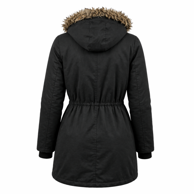 Kurtka damska parka dwustronna granatowo szara z kapturem zimowa Brave Soul strona pierwsza tył