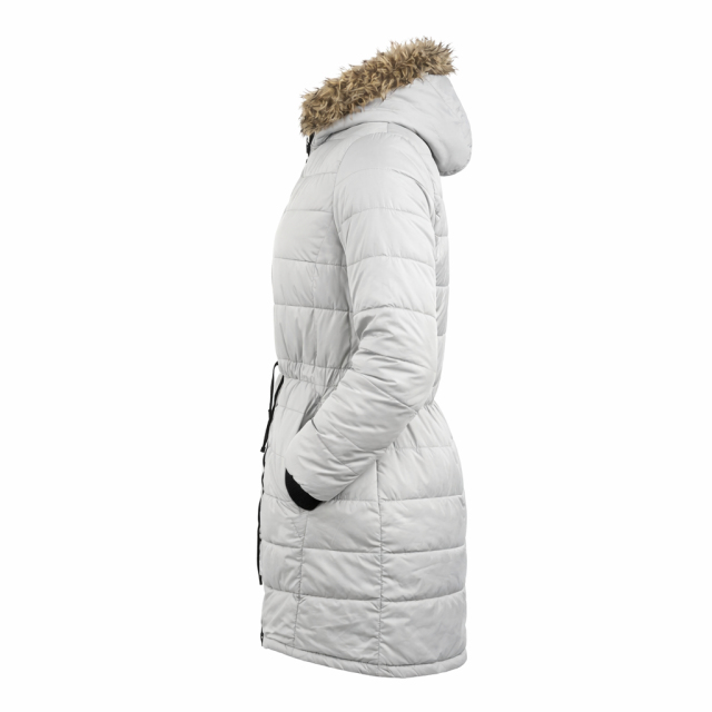 Kurtka damska parka dwustronna granatowo szara z kapturem zimowa Brave Soul strona druga bok