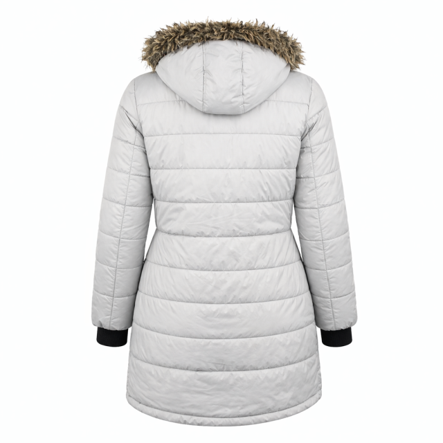 Kurtka damska parka dwustronna granatowo szara z kapturem zimowa Brave Soul strona druga tył