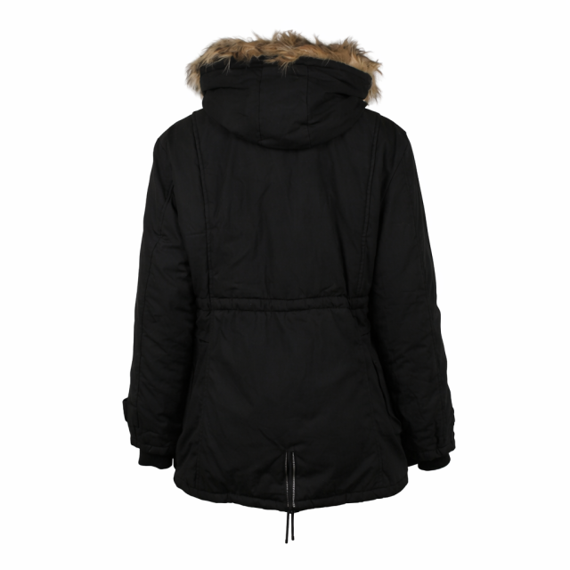 Kurtka damska parka zimowa z futerkiem czarna tył