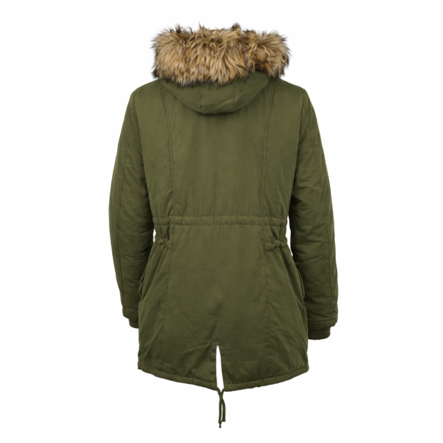 Kurtka damska parka zimowa z futerkiem zielona tył