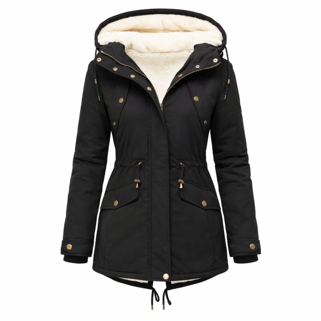 Kurtka damska parka z ociepleniem czarna przód