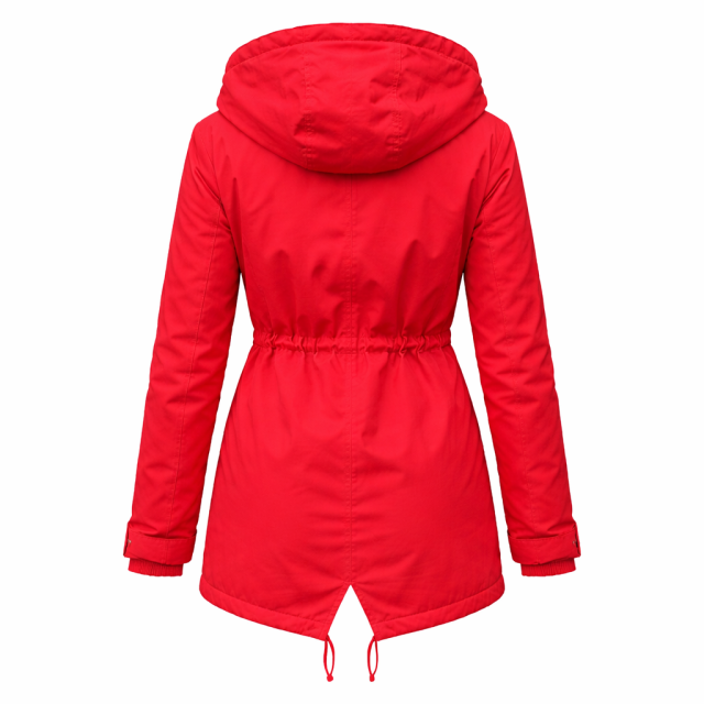 Kurtka damska parka z ociepleniem czerwona tył
