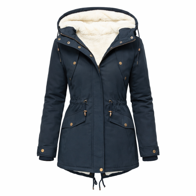 Kurtka damska parka z ociepleniem granatowa przód