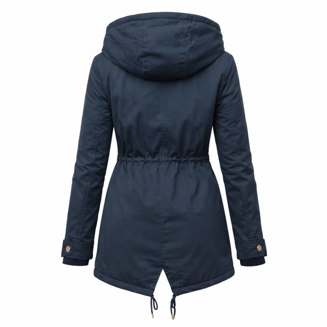 Kurtka damska parka z ociepleniem granatowa tył