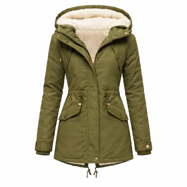 Kurtka damska parka z ociepleniem zielona przód