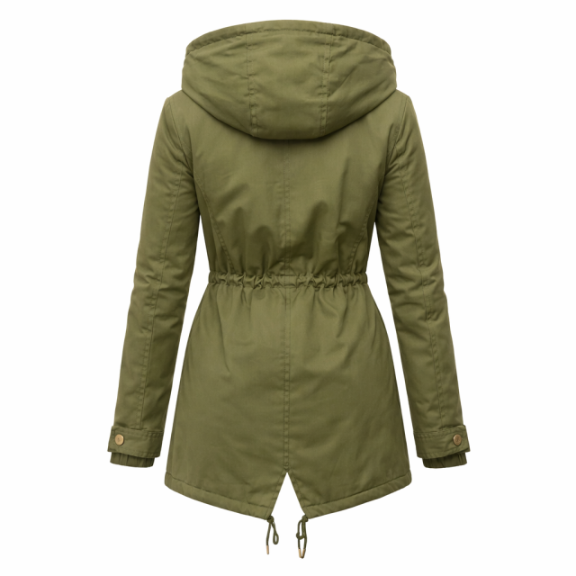 Kurtka damska parka z ociepleniem zielona tył