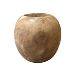  Kula ognista TEAK 20 cm – dekoracja ogrodowa na świecę / ogień naturalne drewno