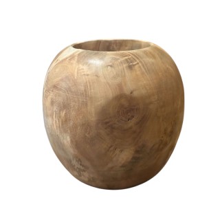  Kula ognista TEAK 20 cm – dekoracja ogrodowa na świecę / ogień naturalne drewno