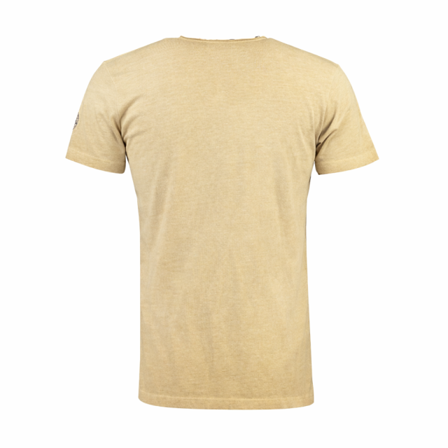 koszulka męska beżowa bawełna v neck geographical norway tył klasyczny krój przewiewna na lato