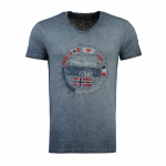 T-shirt męski granatowy bawełna V-neck sportowy na lato OUTLET JIMPEACH Geographical Norway