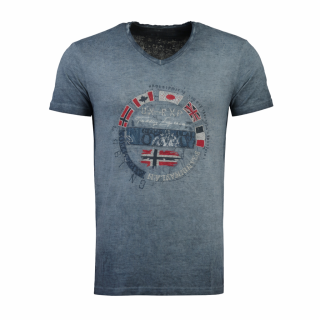 T-shirt męski granatowy bawełna V-neck sportowy na lato OUTLET JIMPEACH Geographical Norway