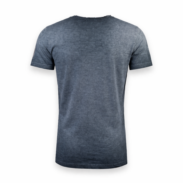 koszulka męska granatowa bawełna v neck geographical norway tył klasyczny krój przewiewna na lato