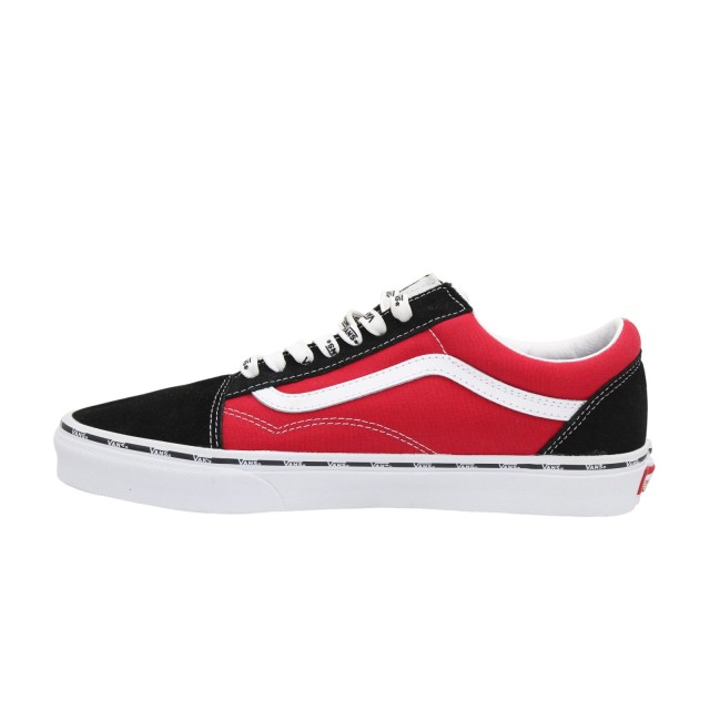 Buty Vans Old Skool czarno czerwone trampki klasyczne bok