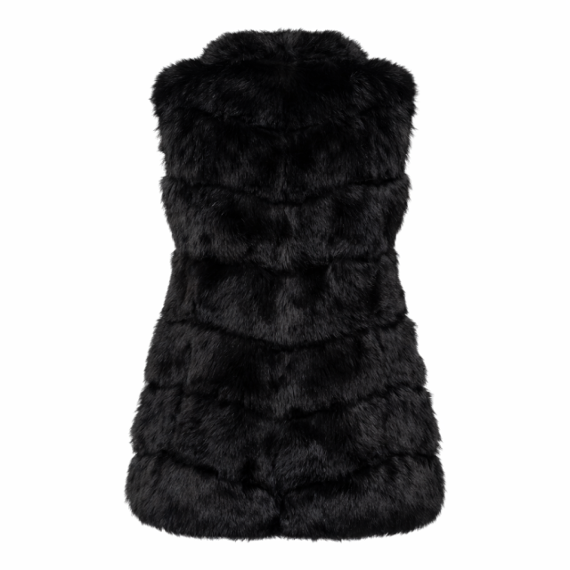 Kamizelka damska futrzana elegancka czarna Fashionable outlet tył