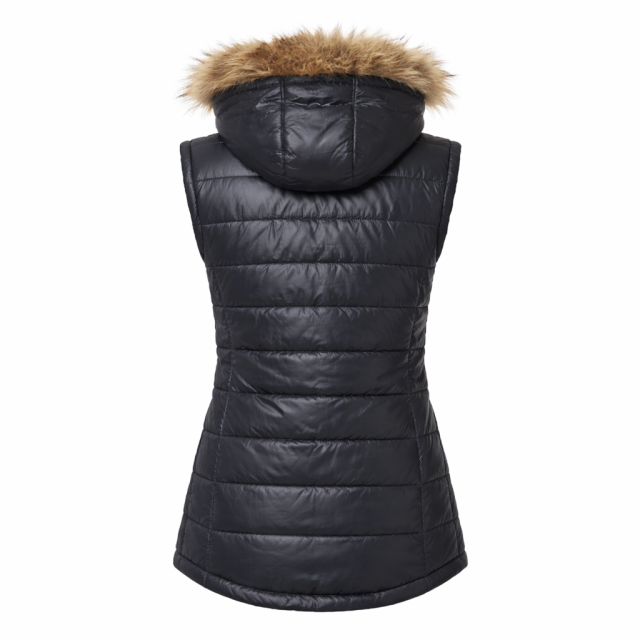 Kamizelka damska pikowana z kapturem futro Malexxius Tiberius tył