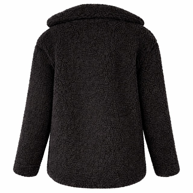 kurtka damska teddy bear czarna baranek oversize tył