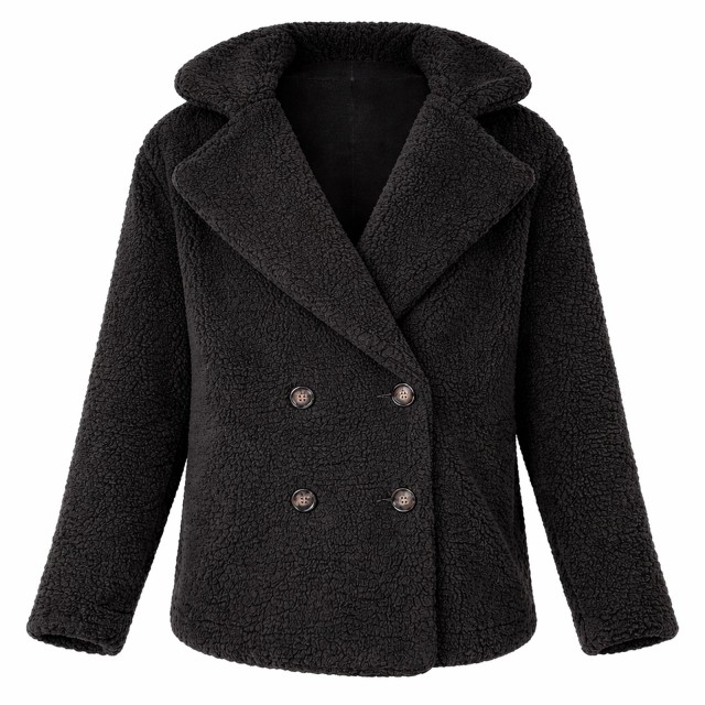 kurtka damska teddy bear czarna oversize baranek przód