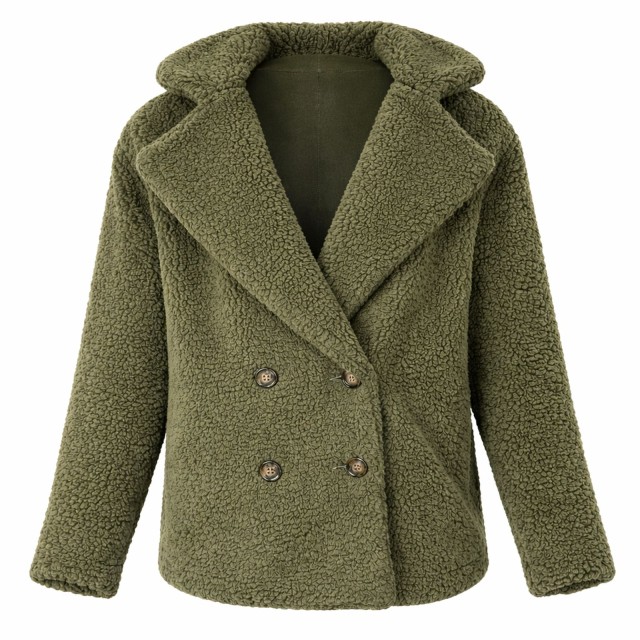 kurtka damska teddy bear zielona oversize baranek przód