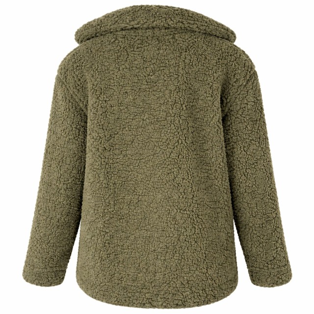 kurtka teddy bear zielona damska baranek oversize tył